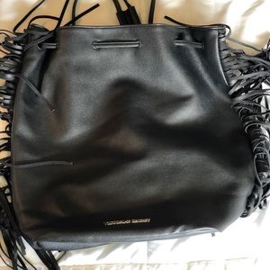Victoria Secret black fringe backpack
